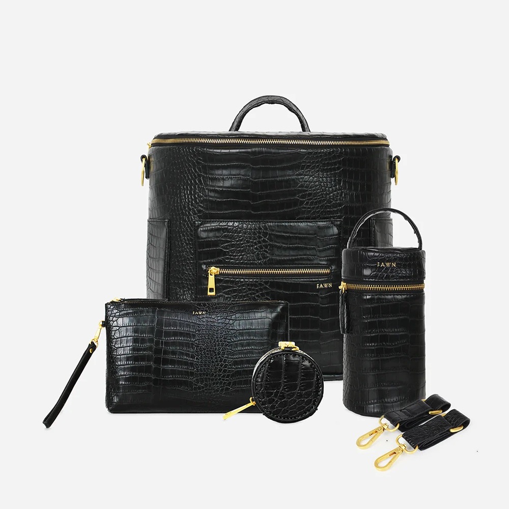 Fawn Design Original Bag: Motherhood Bundle in Limited Edition Croc Black